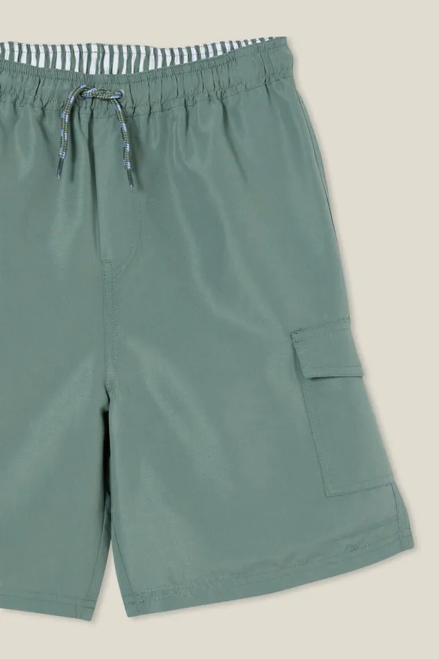 Boys 214 Swimwear Cotton On Benny Cargo Boardshort Swag Green