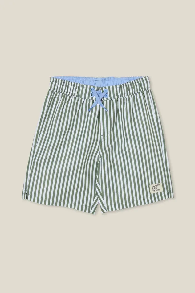 Boys 214 Swimwear Cotton On Bobby Board Short Swag Greenwhite Vertical Stripe
