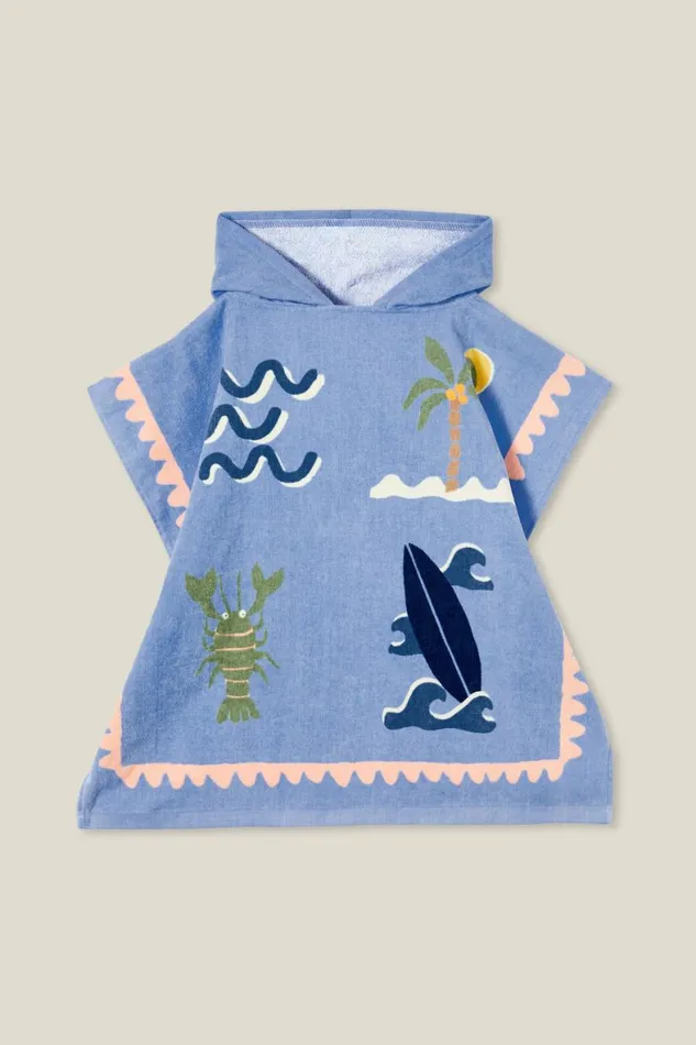 Boys 214 Swimwear Cotton On Hooded Towel Dusk Blueparadise Stamps