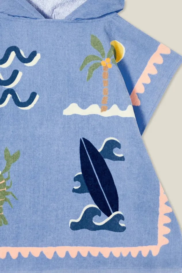 Boys 214 Swimwear Cotton On Hooded Towel Dusk Blueparadise Stamps