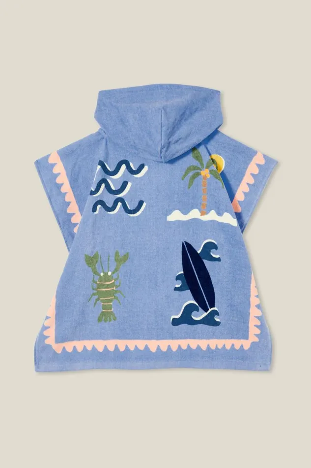 Boys 214 Swimwear Cotton On Hooded Towel Dusk Blueparadise Stamps