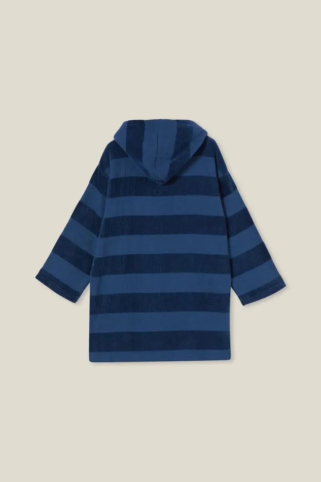 Boys 214 Swimwear Cotton On Zip Thru Hooded Towel Petty Bluestripe