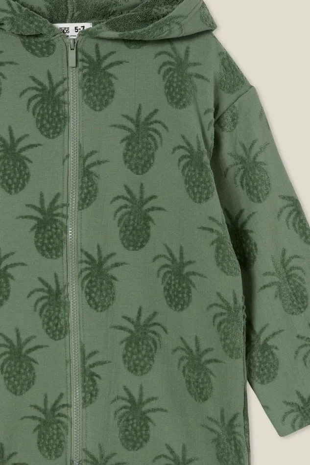 Boys 214 Swimwear Cotton On Zip Thru Hooded Towel Swag Greenpineapples