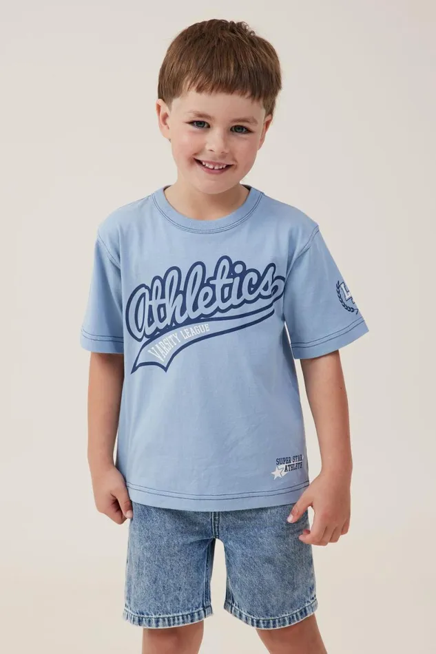 Boys 214 Tops and TShirts Cotton On Jonny Short Sleeve Print Tee Dusty Blueathletics 12 Boys 214 Tops and TShirts Cotton On Jonny Short Sleeve Print Tee Dusty Blueathletics 12