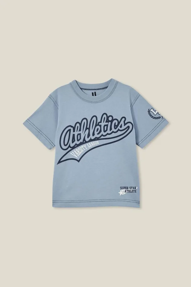 Boys 214 Tops and TShirts Cotton On Jonny Short Sleeve Print Tee Dusty Blueathletics 12