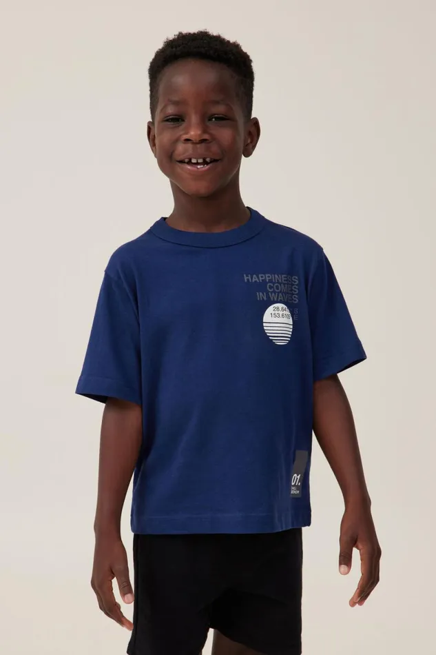Boys 214 Tops and TShirts Cotton On Jonny Short Sleeve Print Tee In The Navyhappiness Comes In Waves Boys 214 Tops and TShirts Cotton On Jonny Short Sleeve Print Tee In The Navyhappiness Comes In Waves