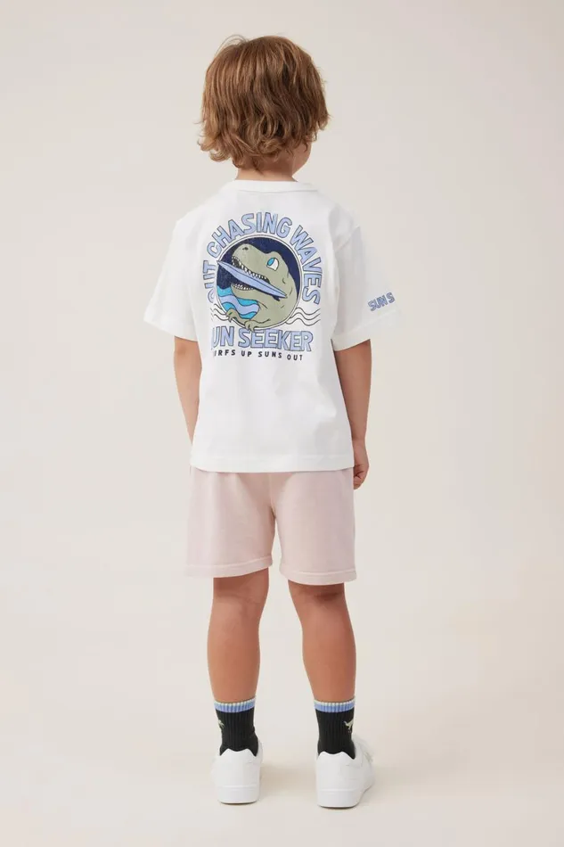 Boys 214 Tops and TShirts Cotton On Jonny Short Sleeve Print Tee Vanilladeep Sage Chasing Waves Dino