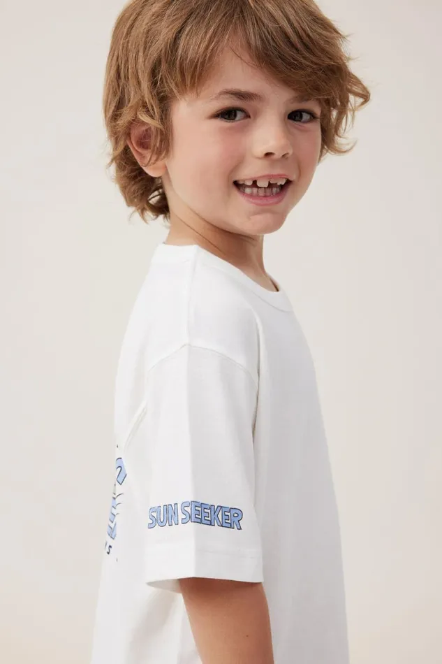 Boys 214 Tops and TShirts Cotton On Jonny Short Sleeve Print Tee Vanilladeep Sage Chasing Waves Dino