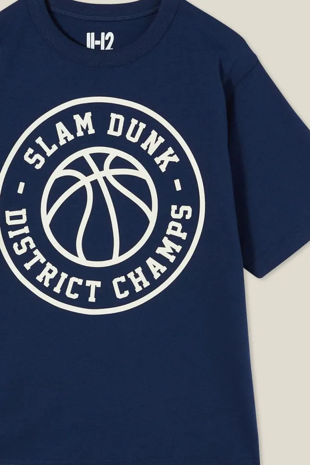 Boys 214 Tops and TShirts Cotton On Jono Short Sleeve Print Tee In The Navyslam Dunk District Champs