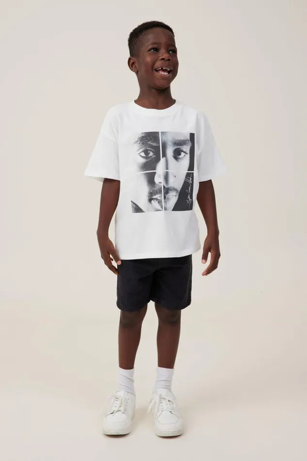 Boys 214 Tops and TShirts Cotton On License Drop Shoulder Short Sleeve Tee Lcn Bra Vanillatupac Shakur