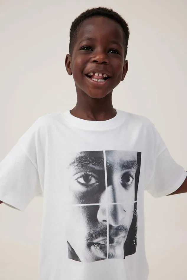 Boys 214 Tops and TShirts Cotton On License Drop Shoulder Short Sleeve Tee Lcn Bra Vanillatupac Shakur