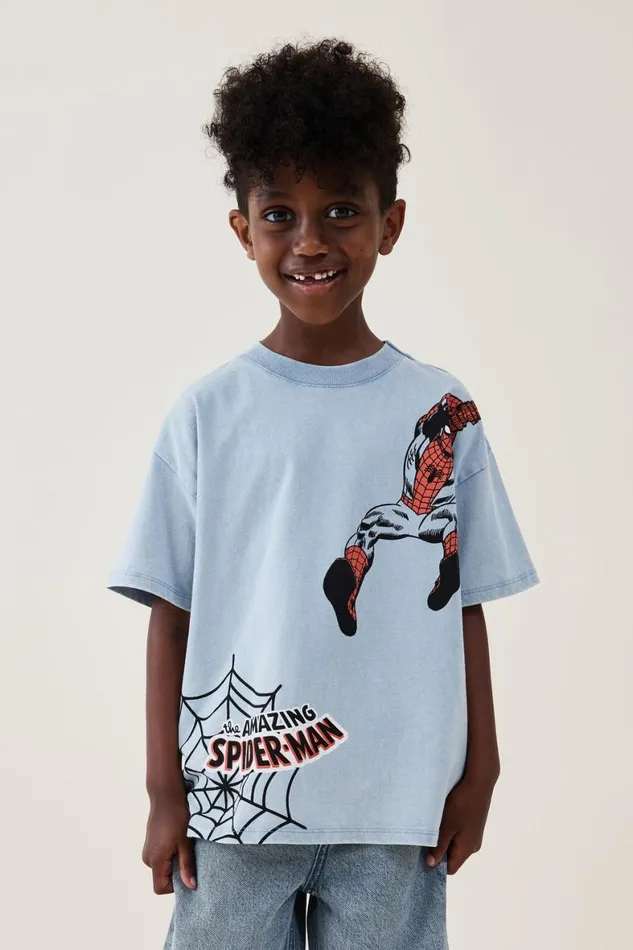 Boys 214 Tops and TShirts Cotton On License Drop Shoulder Short Sleeve Tee Lcn Mar Dusty Bluespiderman Boys 214 Tops and TShirts Cotton On License Drop Shoulder Short Sleeve Tee Lcn Mar Dusty Bluespiderman