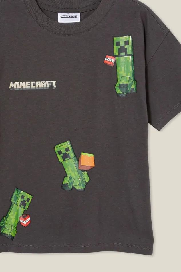 Boys 214 Tops and TShirts Cotton On License Drop Shoulder Short Sleeve Tee Lcn Min Phantomminecraft Creeper