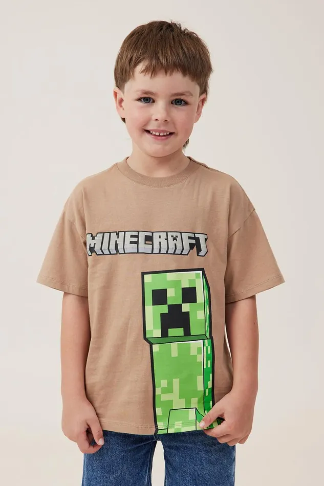 Boys 214 Tops and TShirts Cotton On License Drop Shoulder Short Sleeve Tee Lcn Min Taupy Brownminecraft Creeper Boys 214 Tops and TShirts Cotton On License Drop Shoulder Short Sleeve Tee Lcn Min Taupy Brownminecraft Creeper