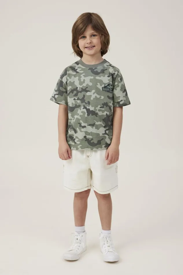 Boys 214 Tops and TShirts Cotton On License Drop Shoulder Short Sleeve Tee Lcn Uni Camojurassic Park