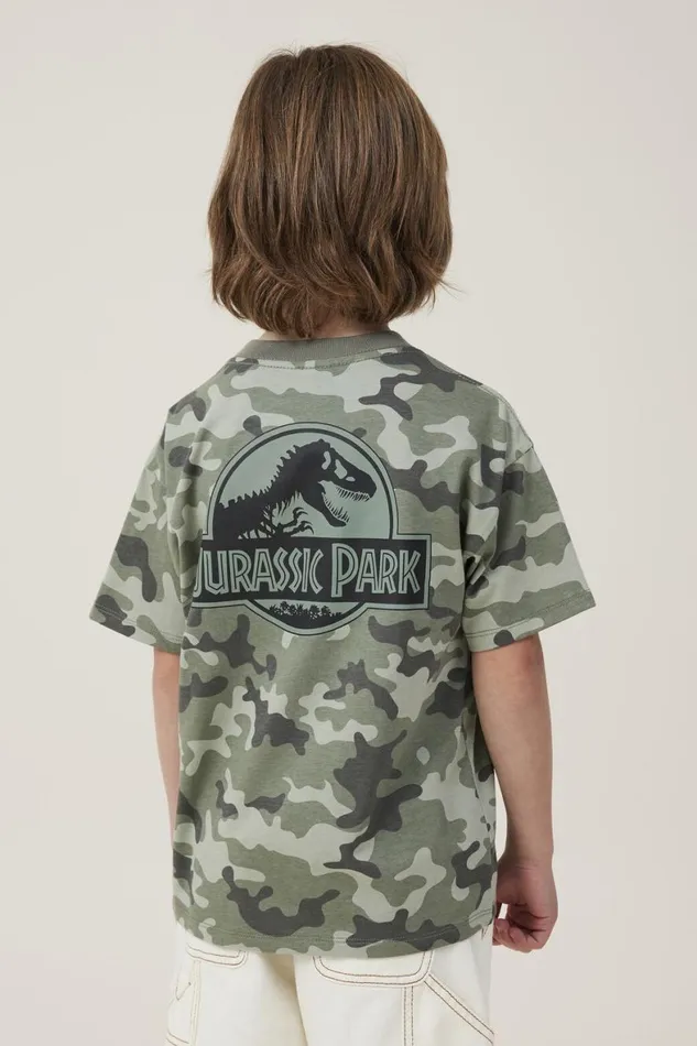 Boys 214 Tops and TShirts Cotton On License Drop Shoulder Short Sleeve Tee Lcn Uni Camojurassic Park