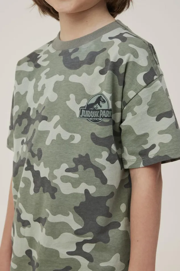 Boys 214 Tops and TShirts Cotton On License Drop Shoulder Short Sleeve Tee Lcn Uni Camojurassic Park