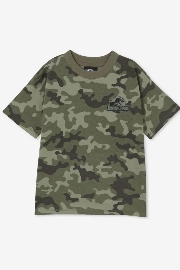 Boys 214 Tops and TShirts Cotton On License Drop Shoulder Short Sleeve Tee Lcn Uni Camojurassic Park