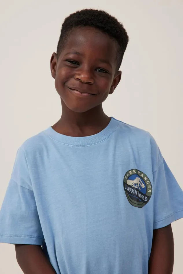 Boys 214 Tops and TShirts Cotton On License Drop Shoulder Short Sleeve Tee Lcn Uni Dusty Bluejurassic Park