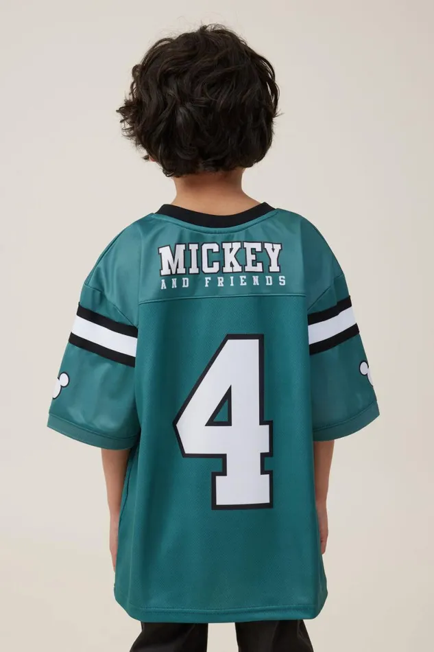 Boys 214 Tops and TShirts Cotton On License Oversized Football Jersey Lcn Dis Turtle Green 4mickey and Friends