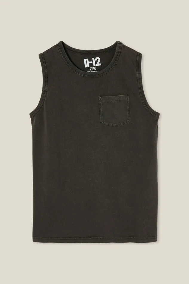 Boys 214 Tops and TShirts Cotton On The Eddy Essential Tank Phantom Wash