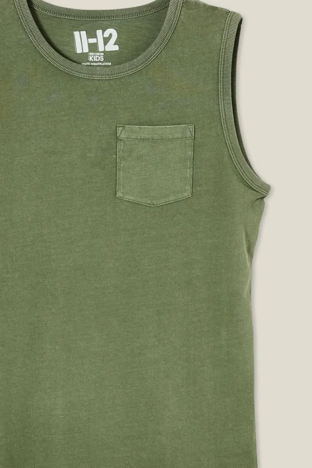 Boys 214 Tops and TShirts Cotton On The Eddy Essential Tank Swag Green Wash Boys 214 Tops and TShirts Cotton On The Eddy Essential Tank Swag Green Wash