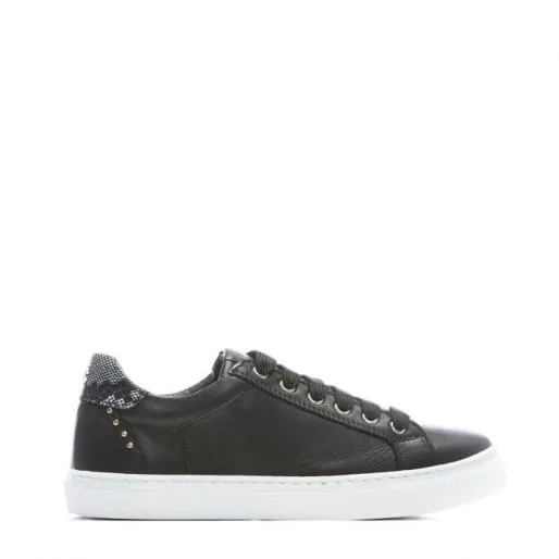 Bradd Black Leather Women Moda In Pelle Casual Trainers