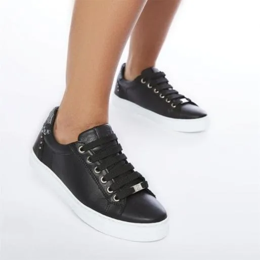 Bradd Black Leather Women Moda In Pelle Casual Trainers