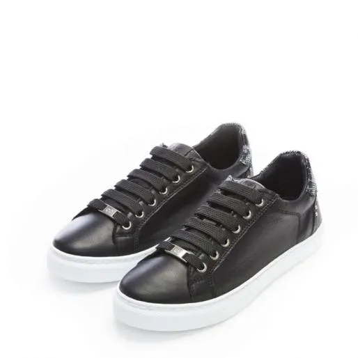 Bradd Black Leather Women Moda In Pelle Casual Trainers