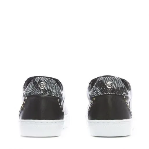 Bradd Black Leather Women Moda In Pelle Casual Trainers