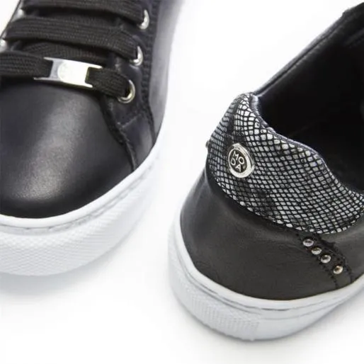 Bradd Black Leather Women Moda In Pelle Casual Trainers