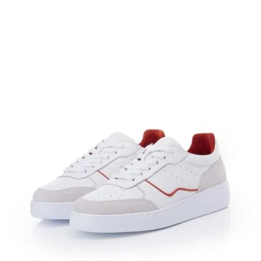 Brandii White Red Leather Women Moda In Pelle Platform Trainers Brandii White Red Leather Women Moda In Pelle Platform Trainers