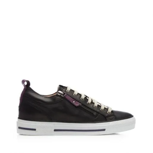 Brayleigh Black Leather Women Moda In Pelle Casual Trainers