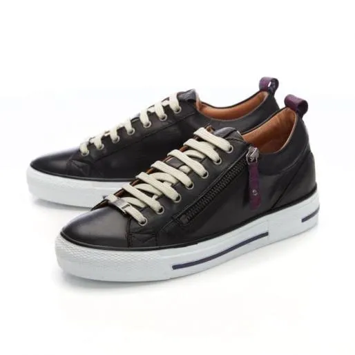 Brayleigh Black Leather Women Moda In Pelle Casual Trainers