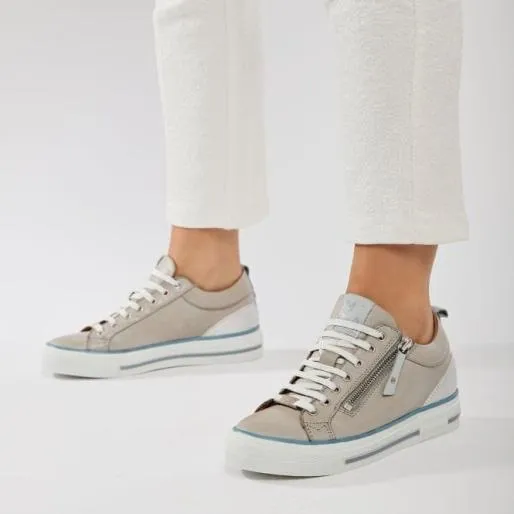 Brayleigh Light Grey Leather Women Moda In Pelle Casual Trainers