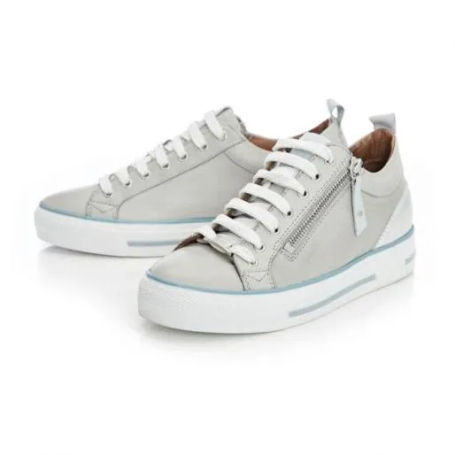 Brayleigh Light Grey Leather Women Moda In Pelle Casual Trainers