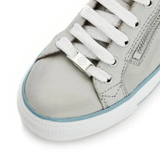 Brayleigh Light Grey Leather Women Moda In Pelle Casual Trainers