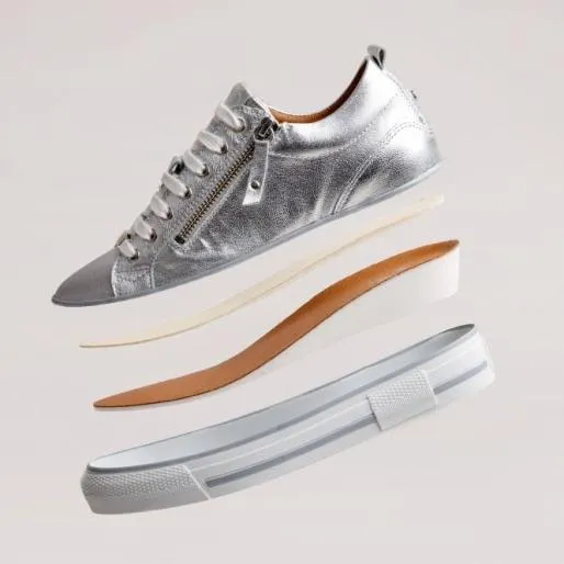 Brayleigh Silver Metallic Leather Women Moda In Pelle Casual Trainers Brayleigh Silver Metallic Leather Women Moda In Pelle Casual Trainers