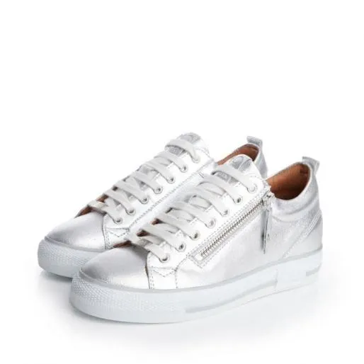 Brayleigh Silver Metallic Leather Women Moda In Pelle Casual Trainers Brayleigh Silver Metallic Leather Women Moda In Pelle Casual Trainers