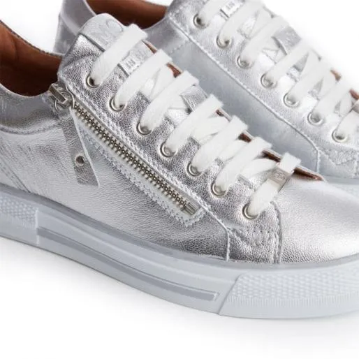 Brayleigh Silver Metallic Leather Women Moda In Pelle Casual Trainers Brayleigh Silver Metallic Leather Women Moda In Pelle Casual Trainers