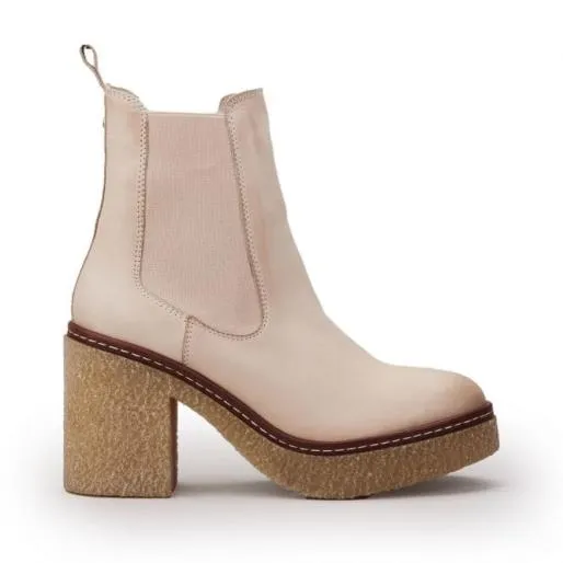 Breeanna Cream Leather Women Moda In Pelle Leather Boots