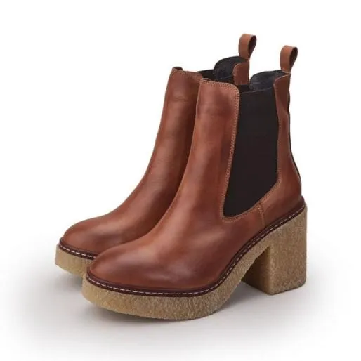 Breeanna Tan Leather Women Moda In Pelle Heeled And Wedge Boots Breeanna Tan Leather Women Moda In Pelle Heeled And Wedge Boots