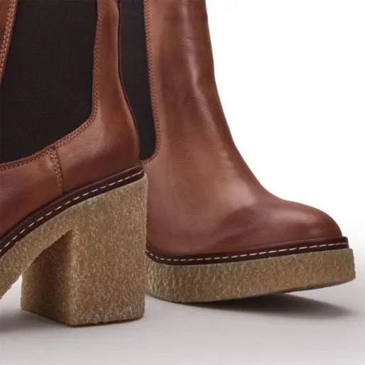 Breeanna Tan Leather Women Moda In Pelle Heeled And Wedge Boots Breeanna Tan Leather Women Moda In Pelle Heeled And Wedge Boots
