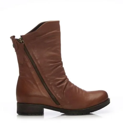Brenda Tan Leather Women Moda In Pelle Ankle Boots