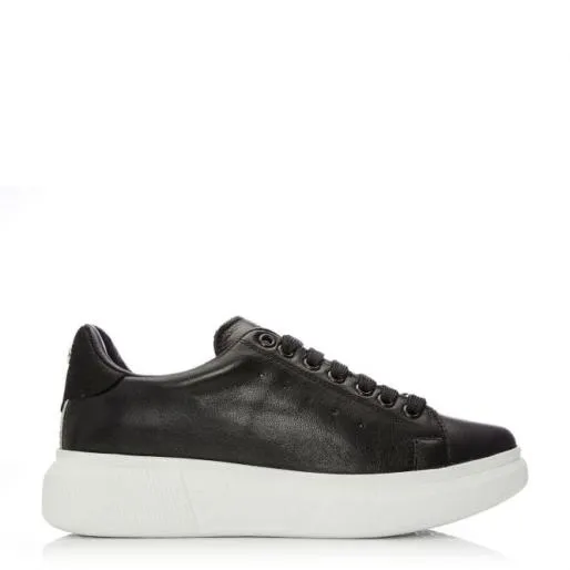 Bridgette Black Leather Women Moda In Pelle Black Trainers