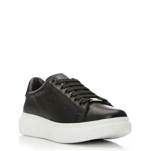 Bridgette Black Leather Women Moda In Pelle Black Trainers