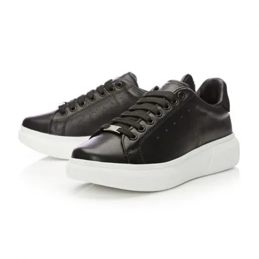 Bridgette Black Leather Women Moda In Pelle Black Trainers