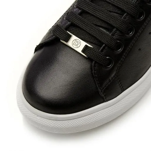 Bridgette Black Leather Women Moda In Pelle Black Trainers