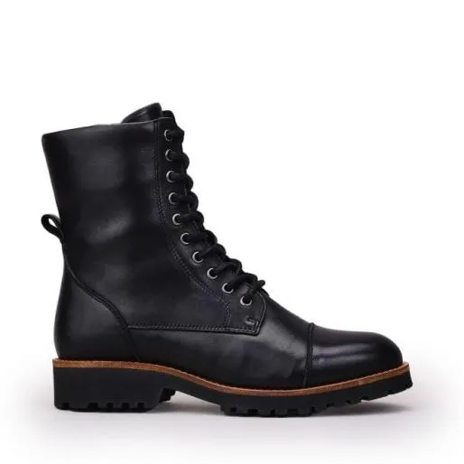 Briley Black Leather Women Moda In Pelle Black Boots