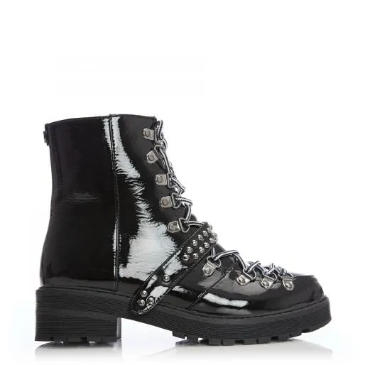 Briory Black Patent Women Moda In Pelle Ankle Boots
